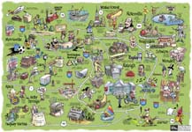 Greater Raleigh Convention and Visitors Bureau cartoon map